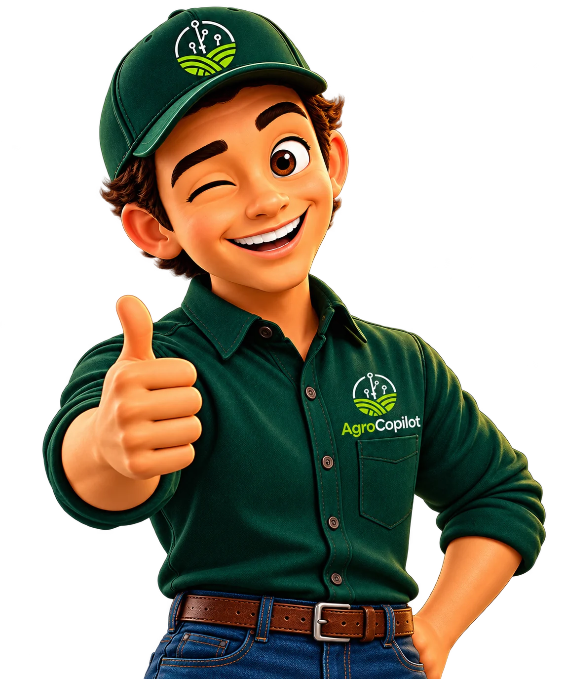 Bento, personagem oficial do AgroCopilot, cumprimentando você